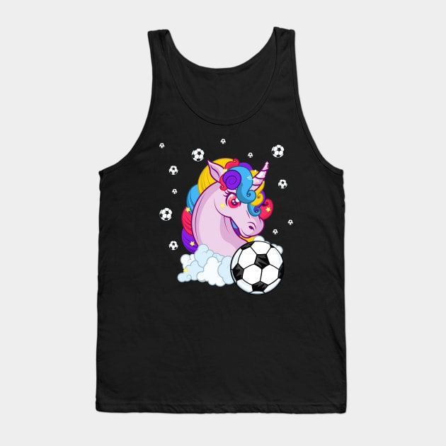 Cute Unicorn Football Ball Soccer T-Shirt for Girls Boys Tank Top by Simpsonfft